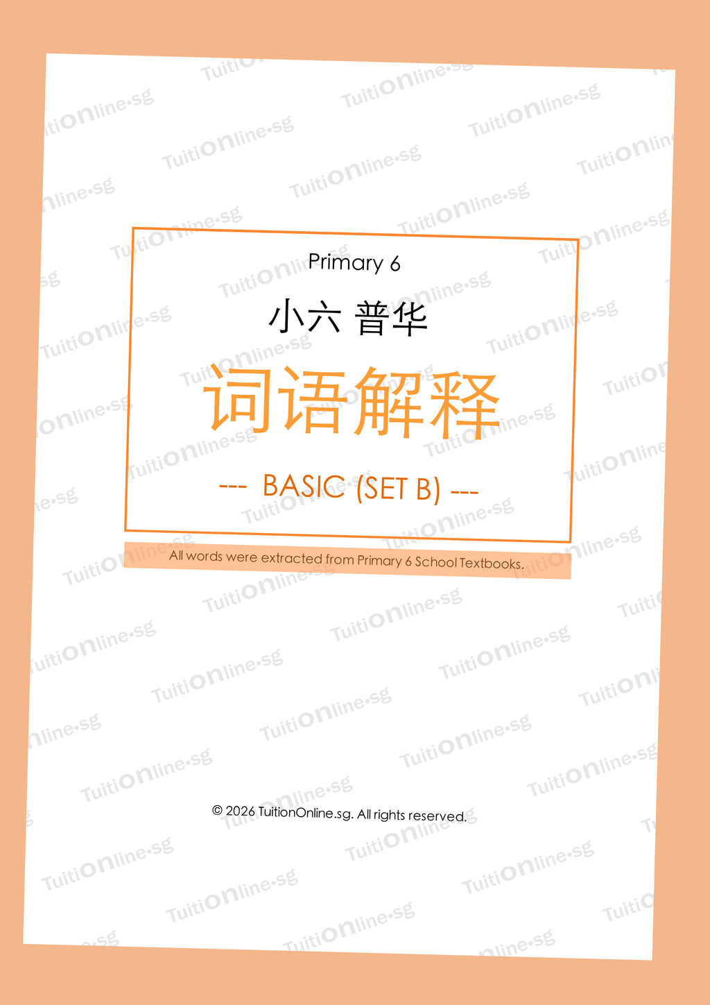 Pri 6 Chinese 词语解释 Word Meanings (Basic - Set B) - DIGITAL Copy