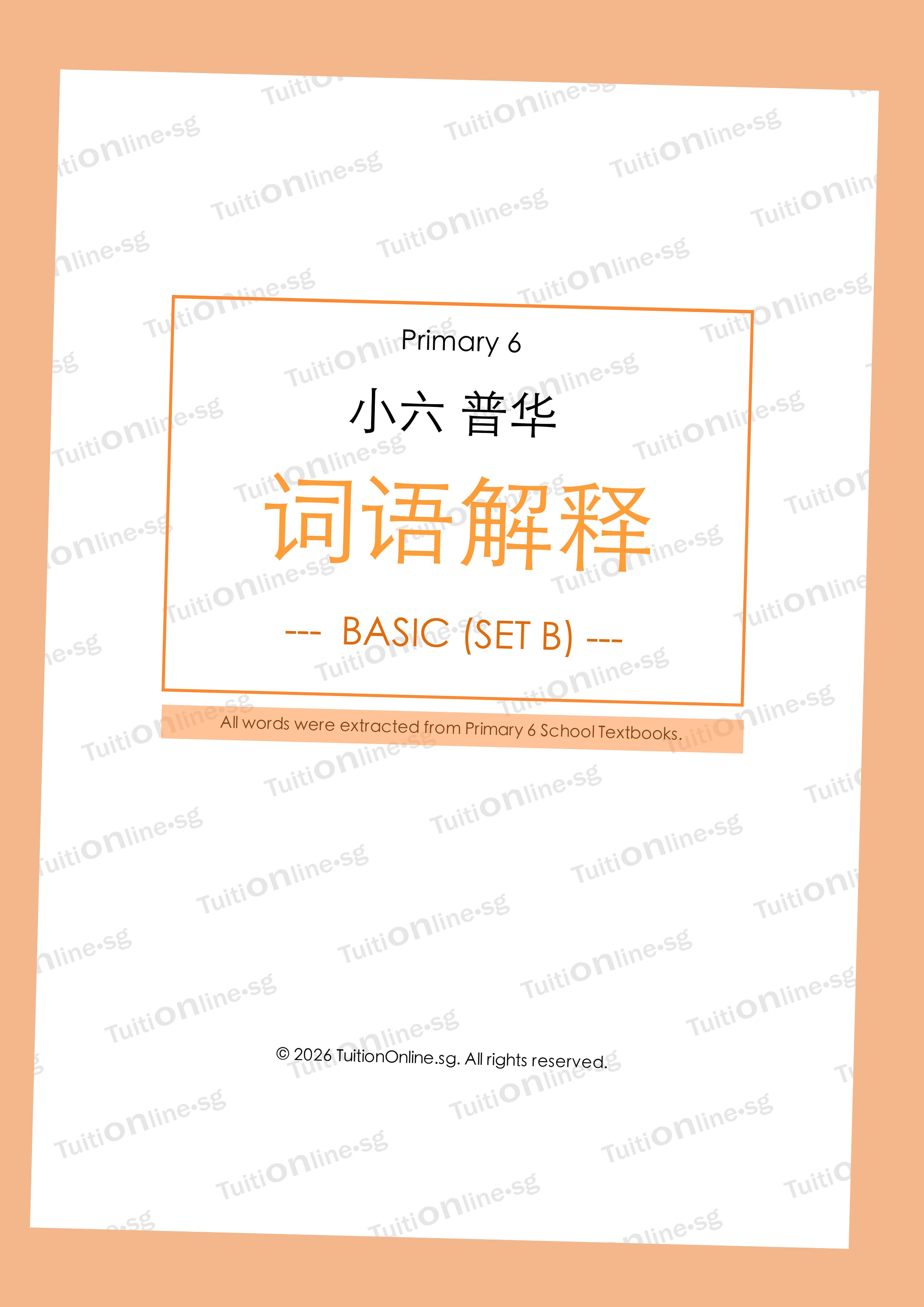 Pri 6 Chinese 词语解释 Word Meanings (Basic - Set B) - DIGITAL Copy