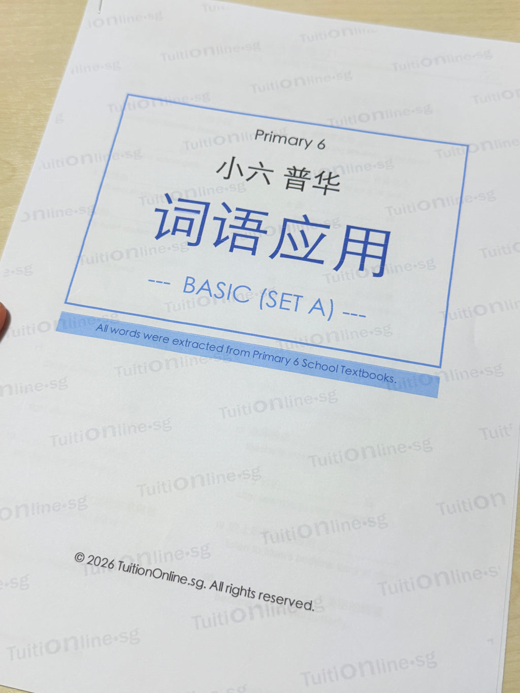 Pri 6 Chinese 词语应用 Word Applications (Basic - Set A) - HARD copy