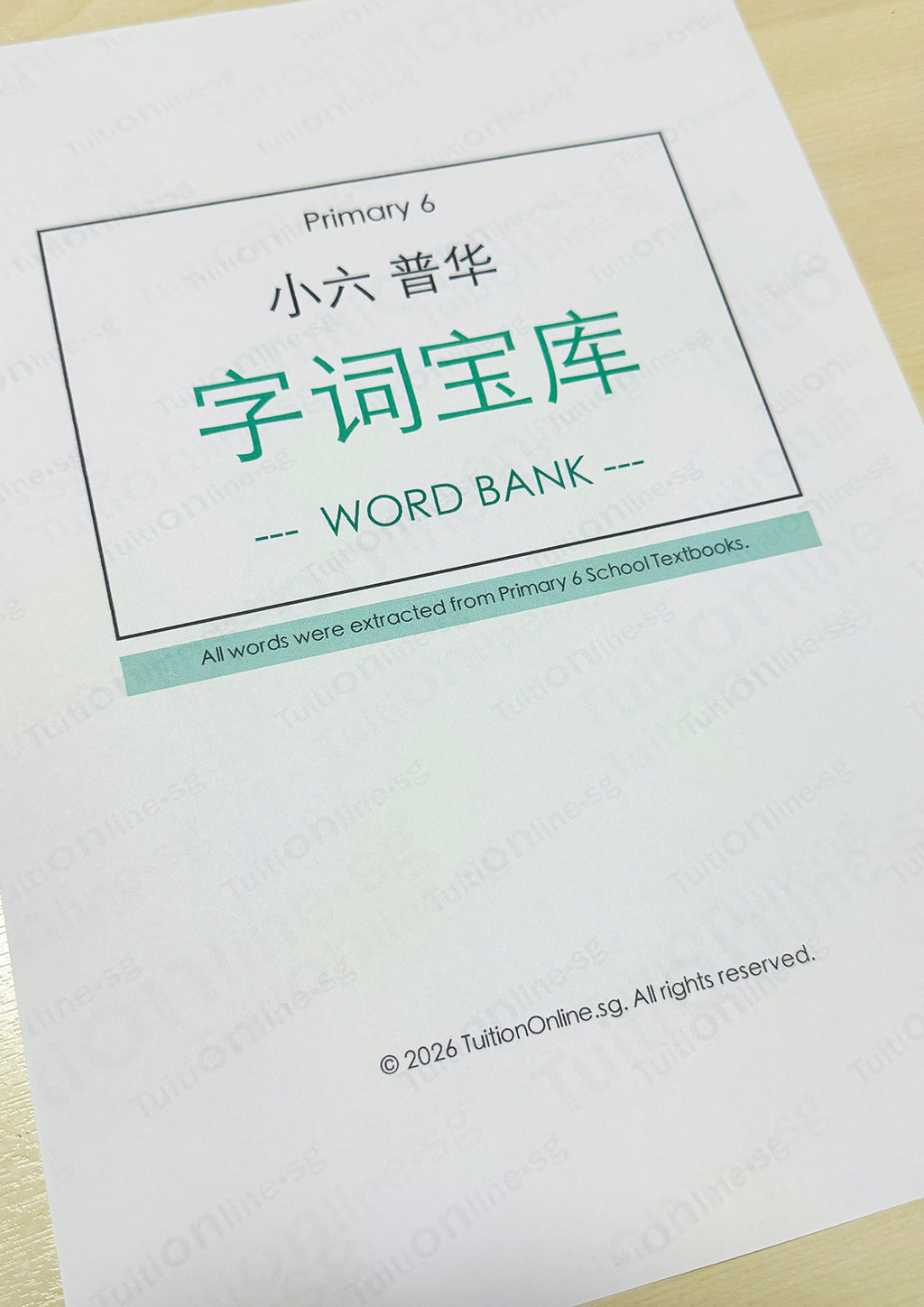 Pri 6 Chinese 字词宝库 Word Bank - HARD copy